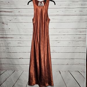 House of Harlow 1960 Copper Crinkle Long Dress